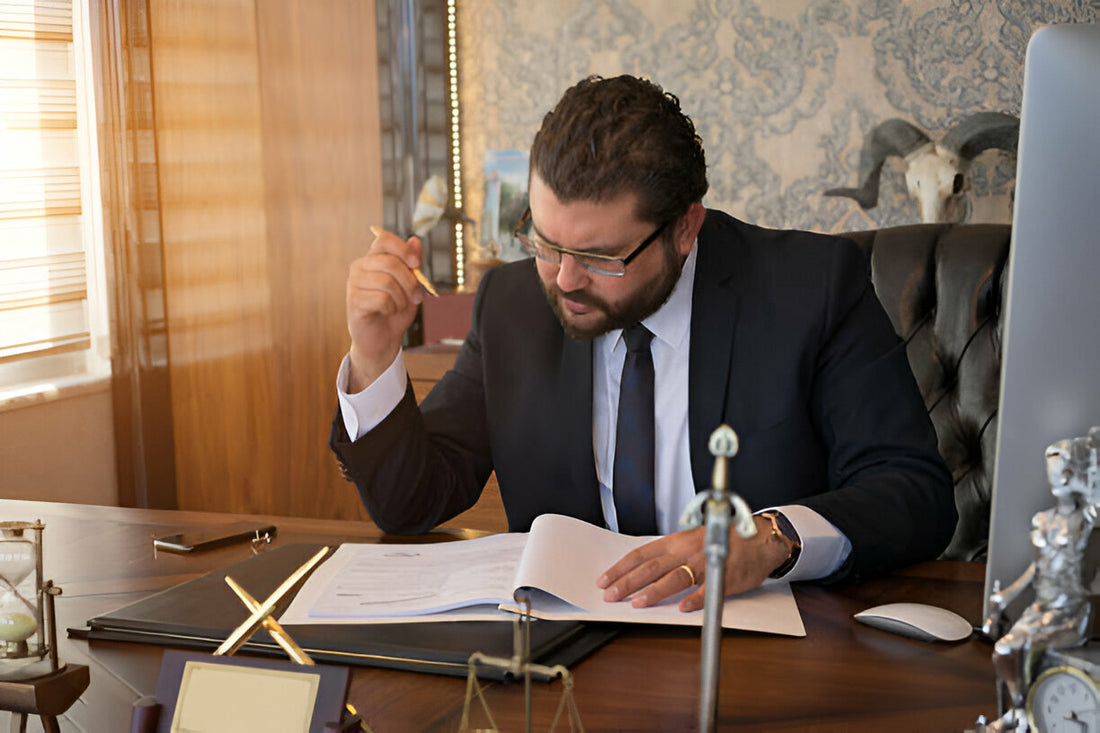 Consulente legale esamina documenti su normative per B&B e case vacanze a Roma