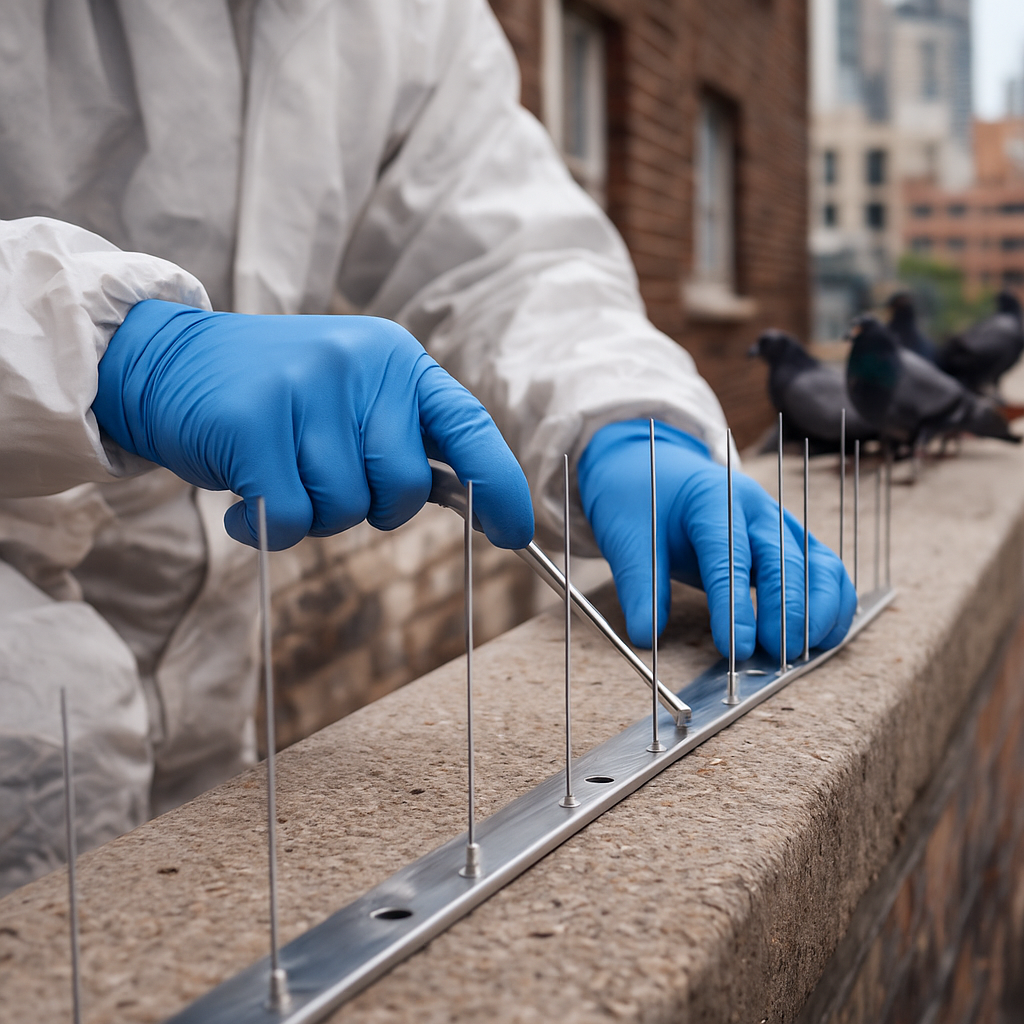 Installazione dissuasori anti piccioni su balcone